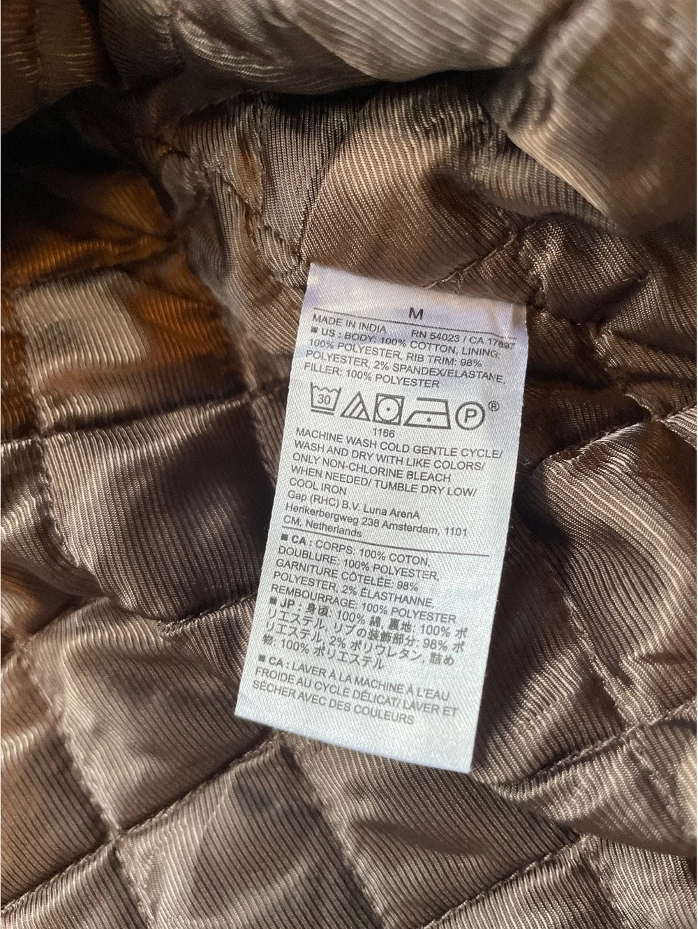 Banana Republic Tan Canvas Bomber Jacket Brown Corduroy Collar Men's Medium